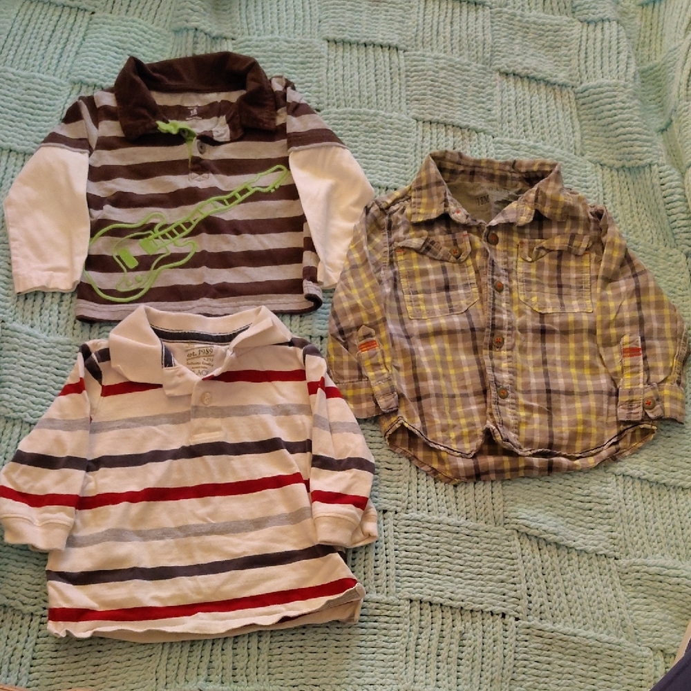 Striped and Plaid Kids Shirts Set